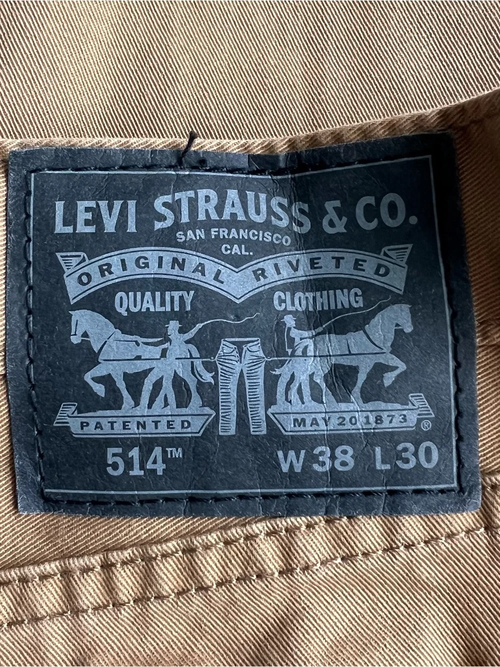 Levi’s 514 Straight Khaki Tan Pants 38x30 100% Cotton NWT Men’s Casual Jeans